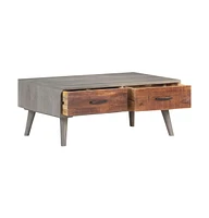 vidaXL Coffee Table Gray 39.4"x23.6"x15.7" Solid Rough Mango Wood