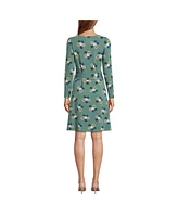 Lands' End Women's Boatneck Long Sleeve Tie Waist Dress
