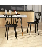 Costway Rubber Wood Windsor Dining Chairs Set of 2 with Spindle Back for Living Room
