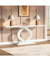 Tribesigns 59 Inches Console Table for Entryway, White Farmhouse Console Table for Living Room, Wood Sofa Table Behind Couch, Modern Narrow Long Foyer