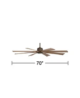 70" Defender Industrial Rustic Farmhouse Indoor Outdoor Ceiling Fan with Remote Control Oil Rubbed Bronze Koa Damp Rated for Patio Exterior House Home