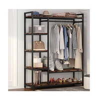 Tribesigns Free-standing Closet Organizer, Heavy Duty Clothes Closet, Portable Garment Rack with 6 Shelves and Hanging rod