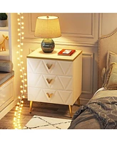 Tribesigns 3-Drawer Nightstand Set of 2, Luxury Bedside Table End Table with Storage Drawers and Golden Legs, Modern Nightstand for Bedroom