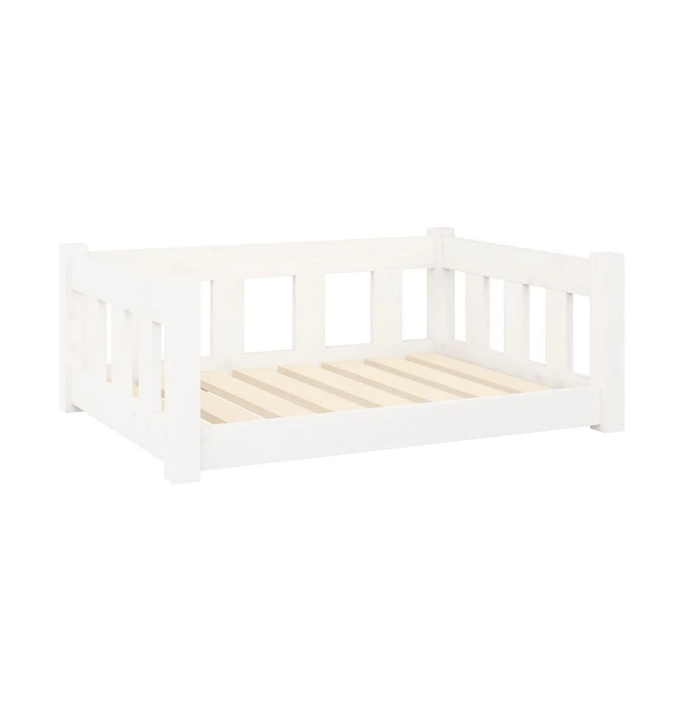 vidaXL Dog Bed White 29.7"x21.9"x11" Solid Wood Pine