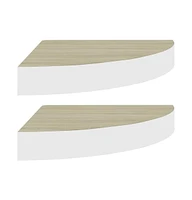 vidaXL Wall Corner Shelves pcs Oak and White 13.7"x13.7"x1.4" Mdf