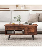 Lift Top Coffee Table with Storage Hidden Compartment Cabinet & Open Shelf