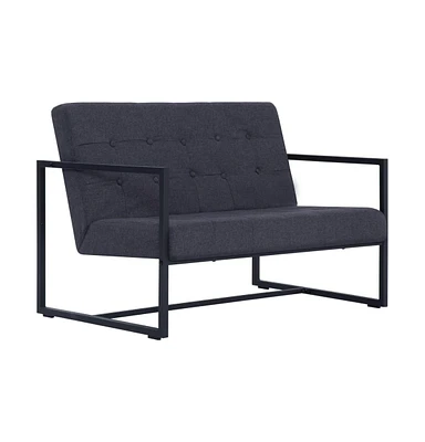 vidaXL 2-Seater Sofa with Armrests Dark Gray Steel and Fabric