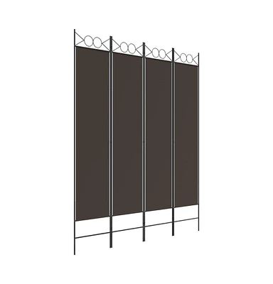 vidaXL 4-Panel Room Divider Brown 63"x78.7" Fabric