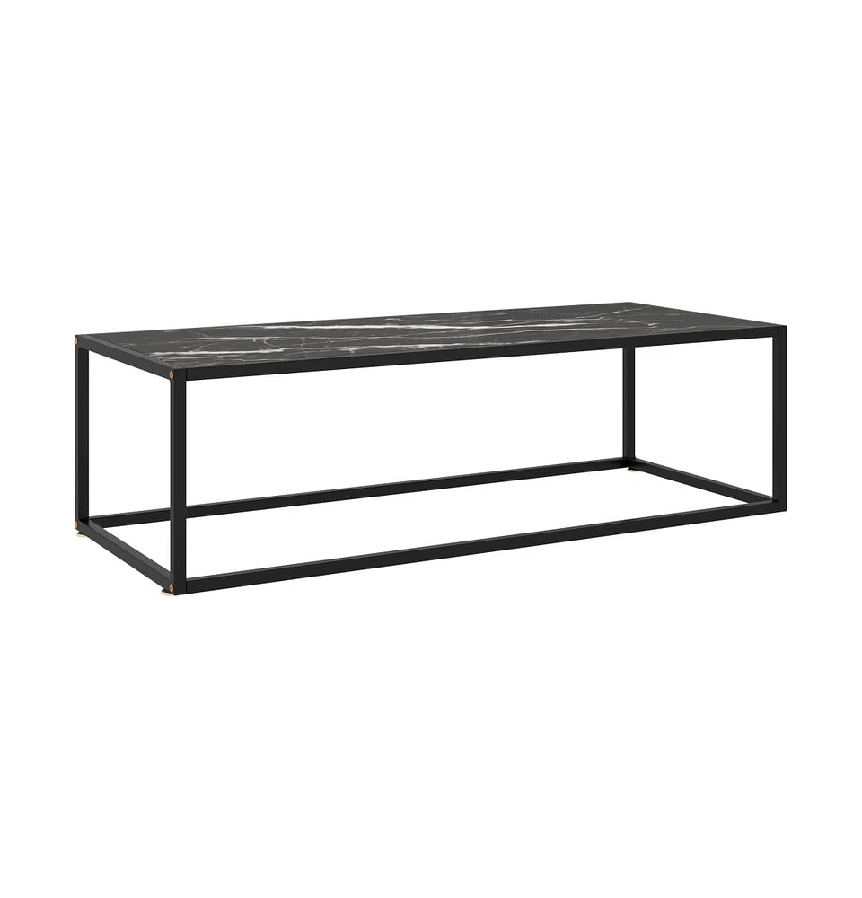 vidaXL Coffee Table Black with Black Marble Glass 47.2"x19.7"x13.8"