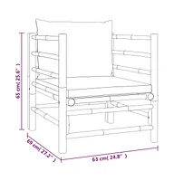 vidaXL Patio Sofa with Green Cushions Bamboo