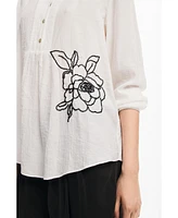 Desigual Women's Embroidered Flower Blouse