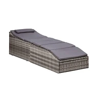 vidaXL Sunbed with Cushion Poly Rattan Gray