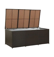 vidaXL Patio Storage Box Poly Rattan 70.9"x35.4"x27.6" Brown