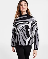 Jones New York Women's Printed Drop-Shoulder Sweater