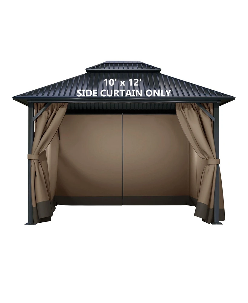 Aoodor Gazebo Curtain Replacement-Universal 4-Panel Sidewalls 10'x12',Patio Privacy Curtains with Double Zipper,Uv Resistant,Perfect for Outdoor Canop