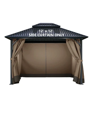 Aoodor Gazebo Curtain Replacement-Universal 4-Panel Sidewalls 12'x12',Patio Privacy Curtains with Double Zipper,Uv Resistant,Perfect for Outdoor Canop