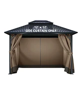 Aoodor Gazebo Curtain Replacement-Universal 4-Panel Sidewalls 12'x12',Patio Privacy Curtains with Double Zipper,Uv Resistant,Perfect for Outdoor Canop