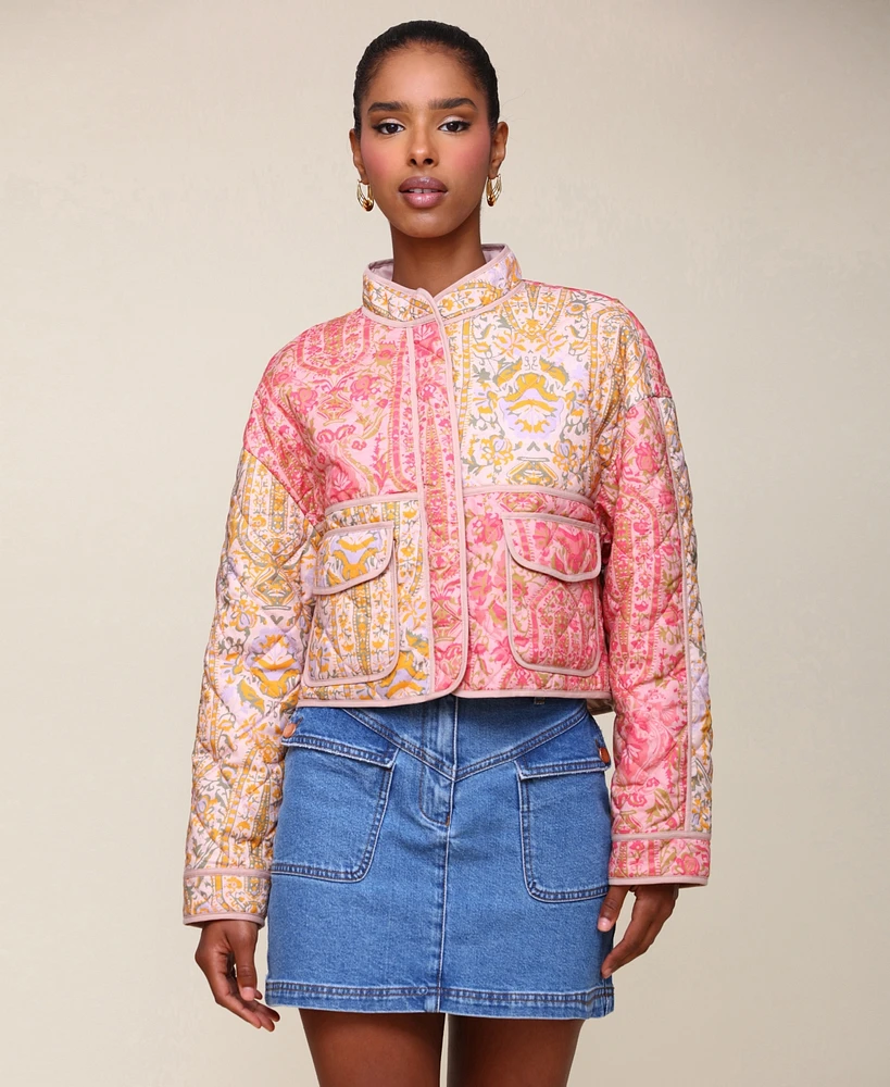 Avec Les Filles Women's Quilted Printed Barn Jacket