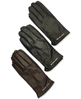 Michael Kors Women's Logo Detail Leather Tech Gloves