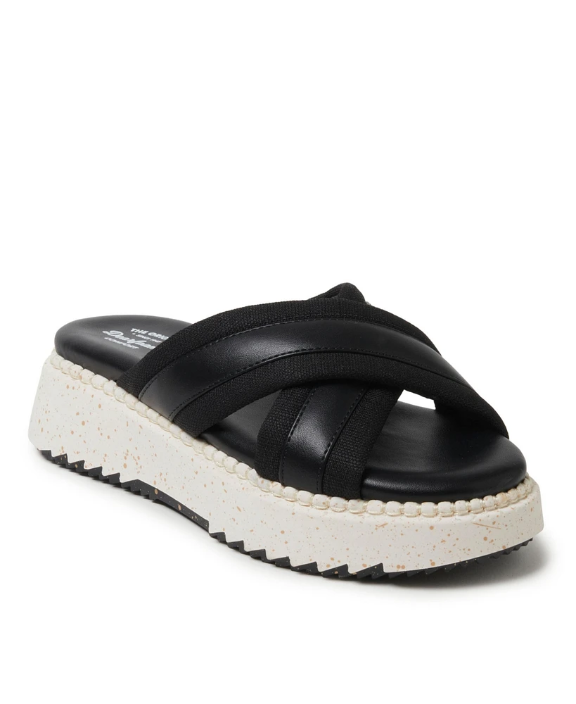 Dearfoams Women's Daisy Cross Strap Platform Sandal