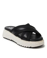 Dearfoams Women's Daisy Cross Strap Platform Sandal