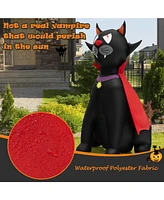 Vebreda 4.7 Feet Halloween Inflatable Vampire Cat with Red Cloak