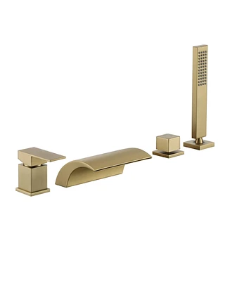 Boyel Living Single-Handle Tub Deck Mount Roman Faucet with Hand Shower and Water Supply Hose