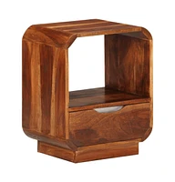 vidaXL Nightstand with Drawer 2 pcs Solid Sheesham Wood 15.7"x11.8"x19.7"