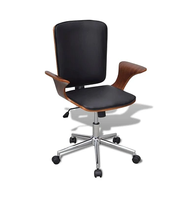 vidaXL Swivel Office Chair Bentwood with Artificial Leather Upholstery