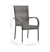 Stackable Patio Chairs 6 pcs Gray Poly Rattan