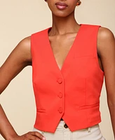 Avec Les Filles Women's Oversized V-Neck Tailored Vest