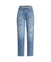 Lands' End Women's Denim High Rise Utility Cargo Ankle Jeans