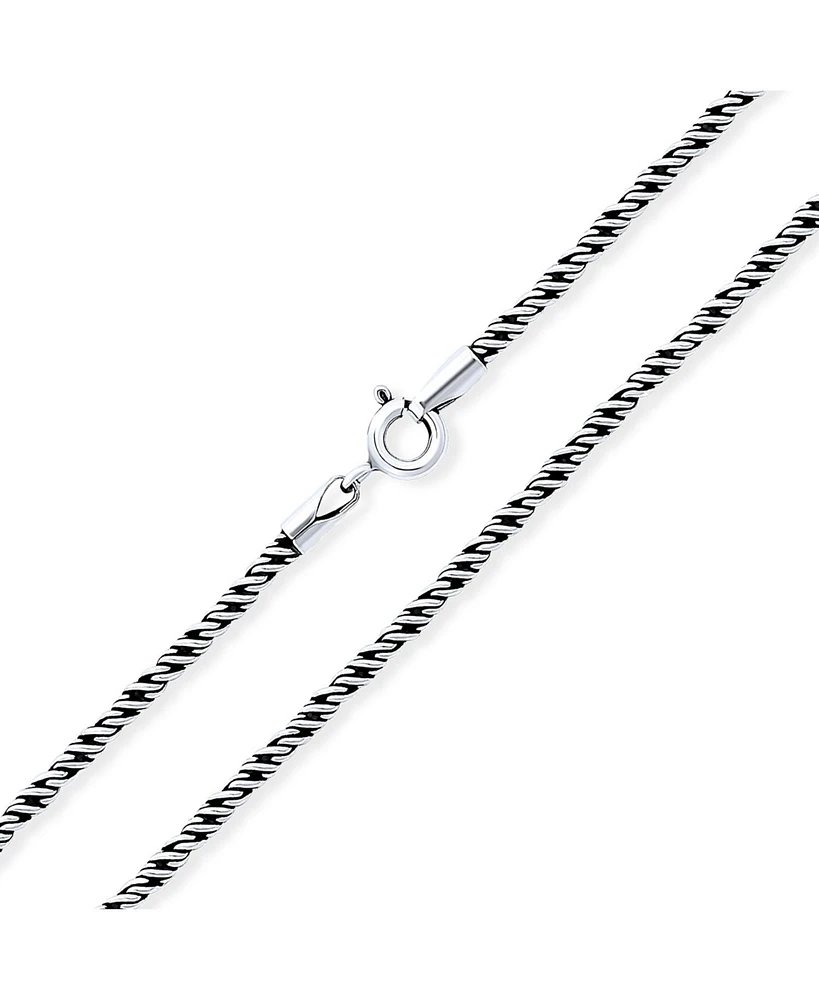 Bling Jewelry Oxidized Sterling Silver Bali Style Twist Cable Rope Chain Necklace Inch