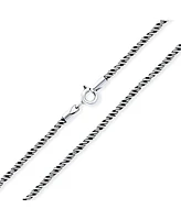 Bling Jewelry Strong Oxidized .925 Sterling Silver Bali Style Twist Cable Rope Chain Necklace For Men For Women Made In Italy Inch