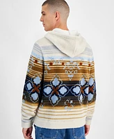 Sun + Stone Men's Tate Geo Stripe-Print Fleece Hoodie, Created for Macy's