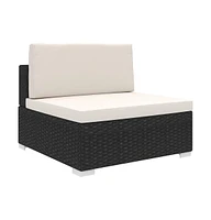 vidaXL Sectional Middle Seat with Cushions Poly Rattan Black