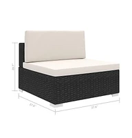 vidaXL Sectional Middle Seat with Cushions Poly Rattan Black