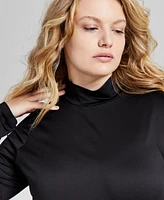And Now This Trendy Plus Mock-Neck Long-Sleeve Top