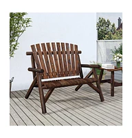 vidaXL 2-Seater Patio Bench 46.9"x33.5"x38.6" Solid Wood Spruce