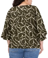 Vince Camuto Plus Printed 3/4-Sleeve Blouse, Created for Macy's