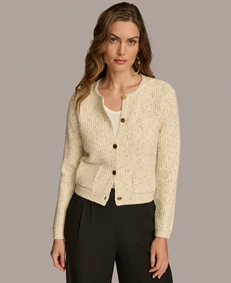 Donna Karan New York Women's Metallic Flecked Knit Cardigan