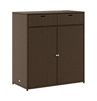 vidaXL Patio Storage Cabinet Brown 41.3"x21.7"x44.5" Poly Rattan