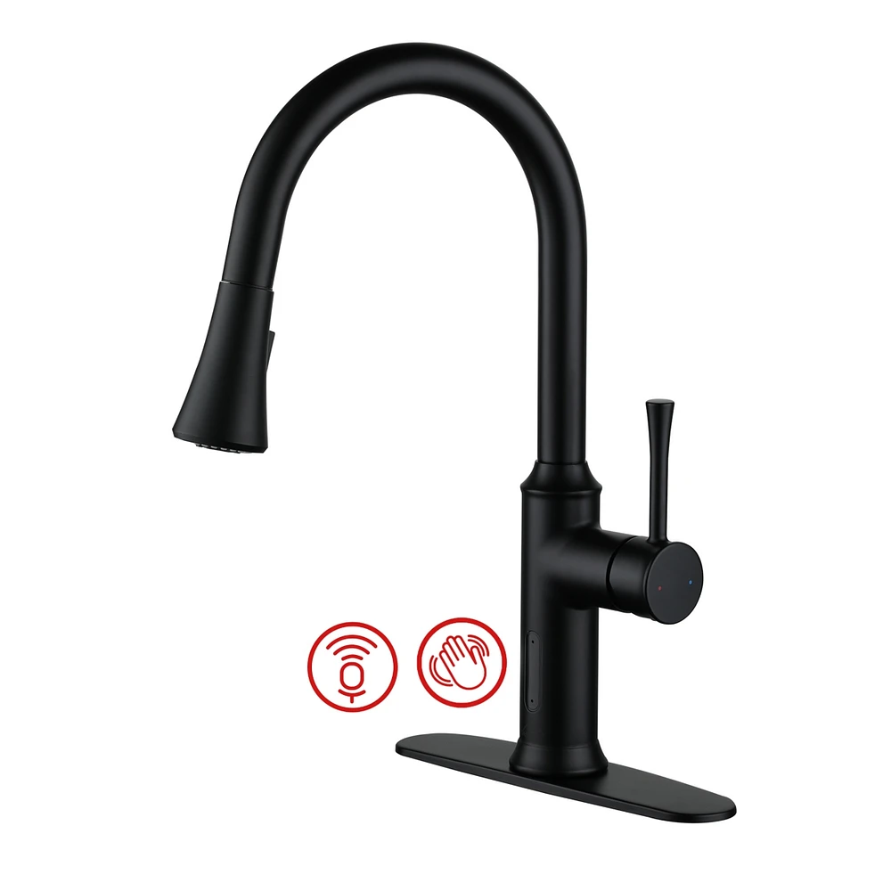 Casainc Smart Faucet Touchless Pull Down Sprayer Kitchen Faucet with Voice and Motion Control