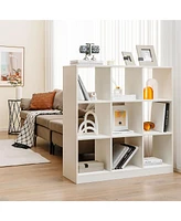 Sugift Modern 9-Cube Bookcase with 2 Anti-Tipping Kits for Books Toys Ornaments-White