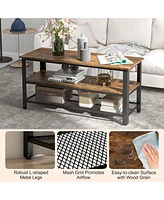 Sugift Industrial Tv Stand up to 50 Inches with Power Outlets and Usb Ports-Rustic Brown