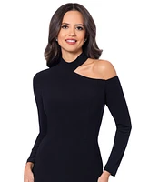 Xscape Women's Collared Cold-Shoulder Long-Sleeve Gown