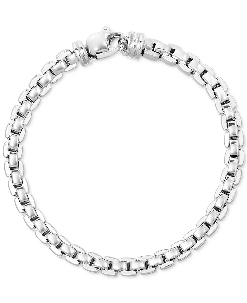 Italian Silver Men's Venezia Box Link Chain Bracelet in Sterling Silver