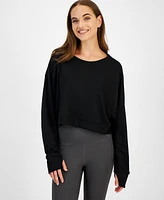 Id Ideology Women's Waffle-Knit Drop-Shoulder Top, Created for Macy's