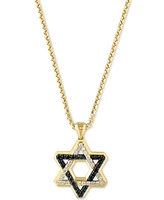 Effy Men's Black Diamond (1/3 ct. t.w.) & White Diamond (3/8 ct. t.w.) Star of David 22" Pendant Necklace in 14k Gold