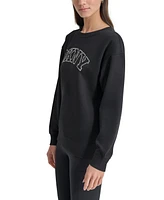 Dkny Women's Varsity Rhinestone-Logo Crewneck Fleece Sweatshirt